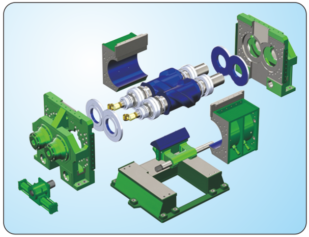 Mixing chamber and material contact face